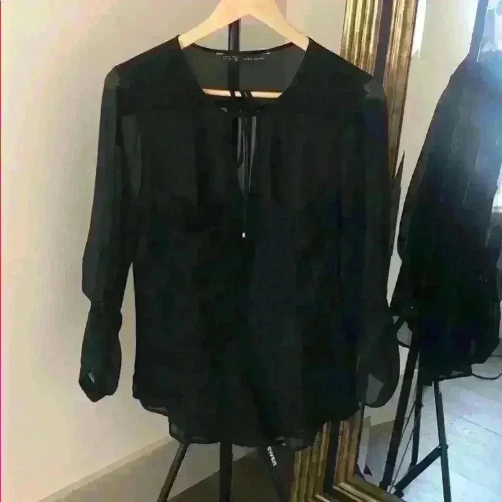Zara Black transparent blouse